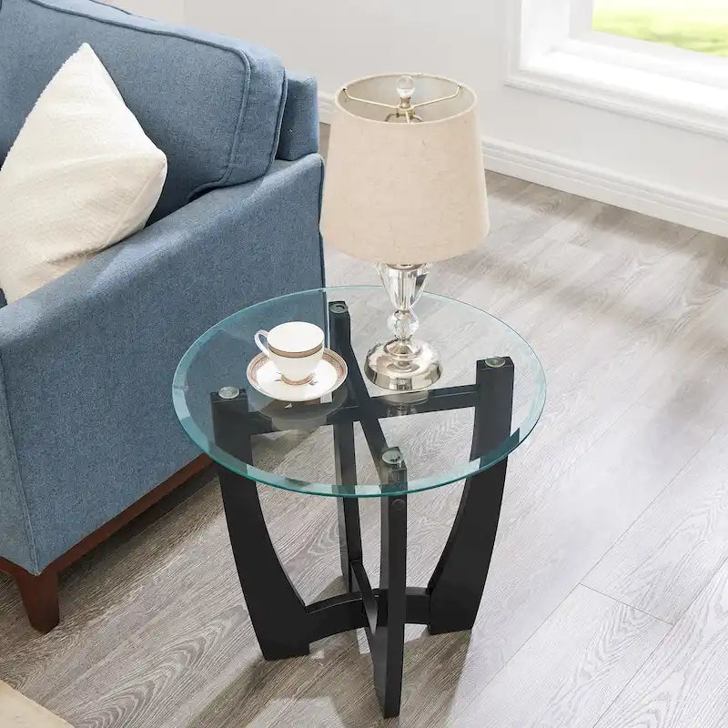 Runder Couchtisch aus Glas, 23.5 Zoll