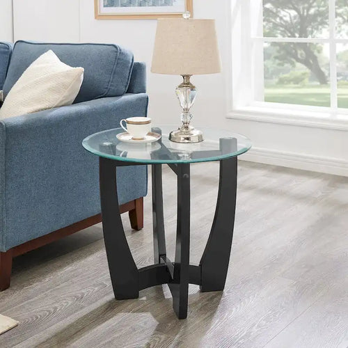 Runder Couchtisch aus Glas, 23.5 Zoll