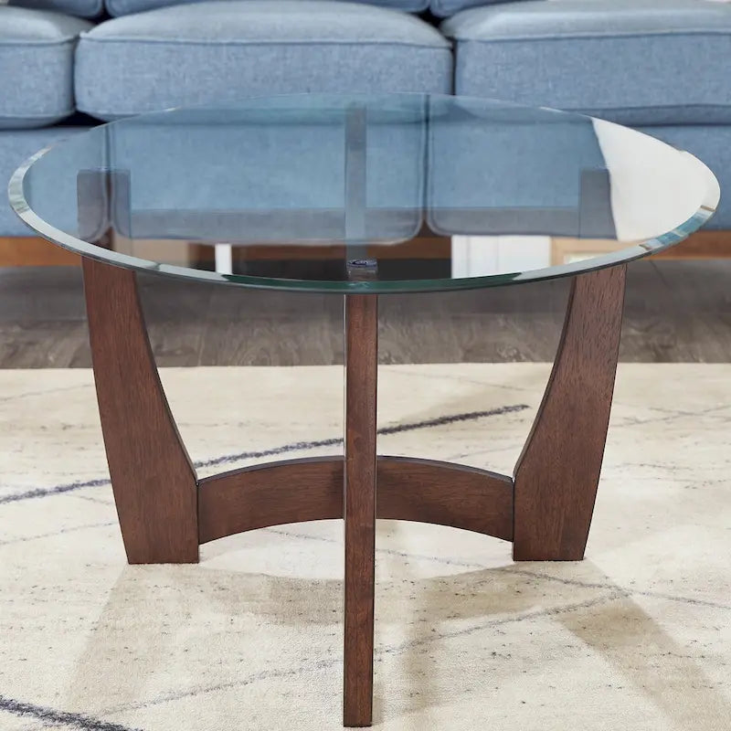 Runder Couchtisch aus Glas, 23.5 Zoll