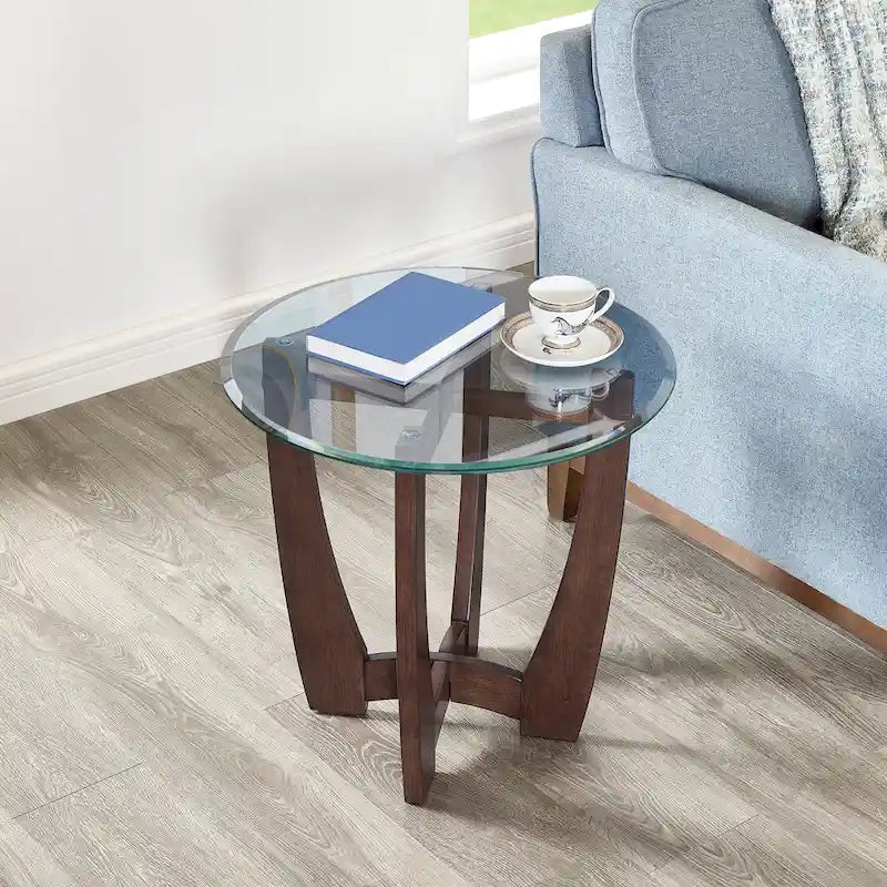 Runder Couchtisch aus Glas, 23.5 Zoll