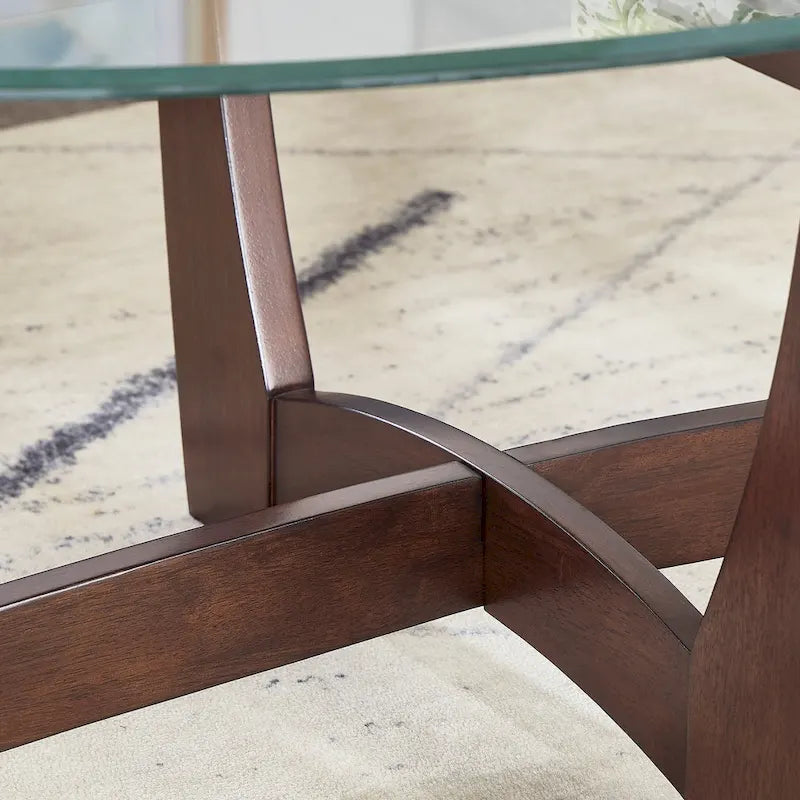 Runder Couchtisch aus Glas, 23.5 Zoll