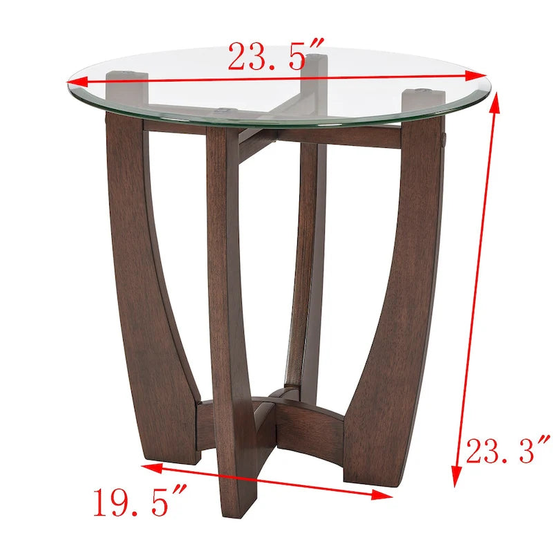 Runder Couchtisch aus Glas, 23.5 Zoll