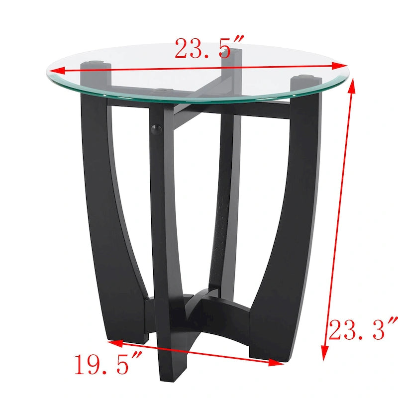 Runder Couchtisch aus Glas, 23.5 Zoll