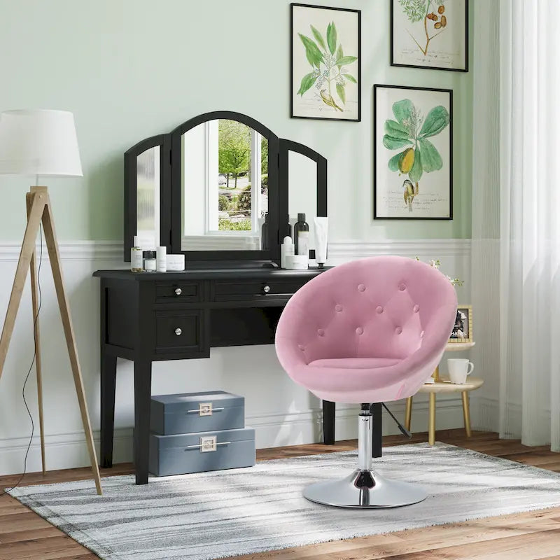 Fauteuil d’appoint pivotant moderne rose de 26
