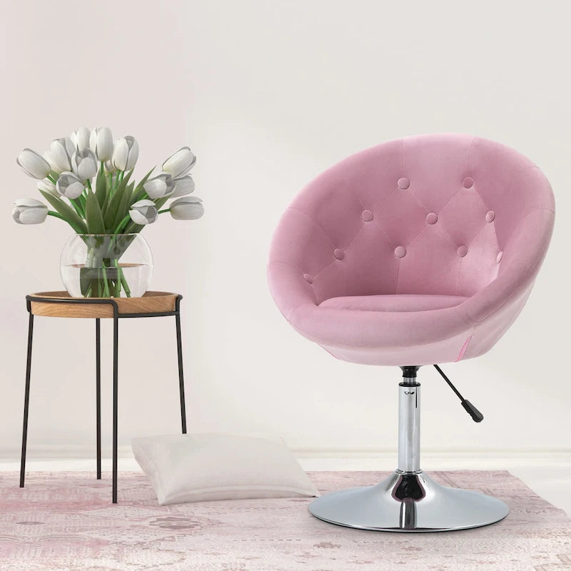 Fauteuil d’appoint pivotant moderne rose de 26