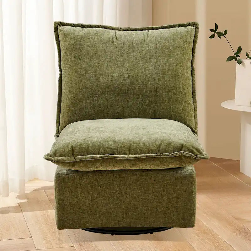 Grüner Drehsessel mit Chenille-Polsterung und Wippfunktion, 28.74
