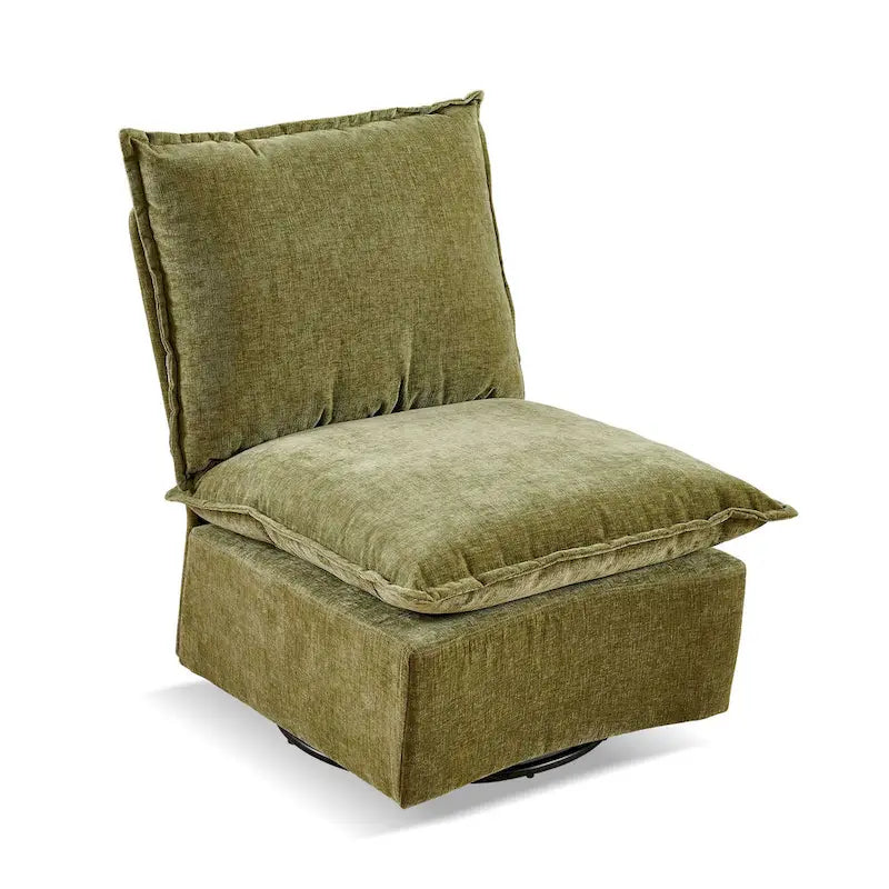 Fauteuil à bascule pivotant vert, rembourré en chenille, 28.74