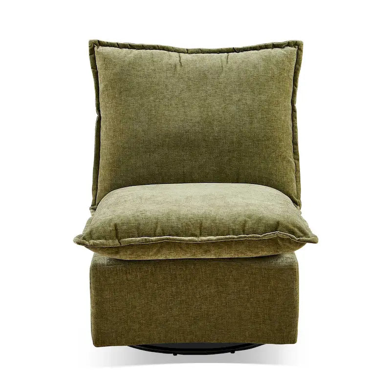 Fauteuil à bascule pivotant vert, rembourré en chenille, 28.74