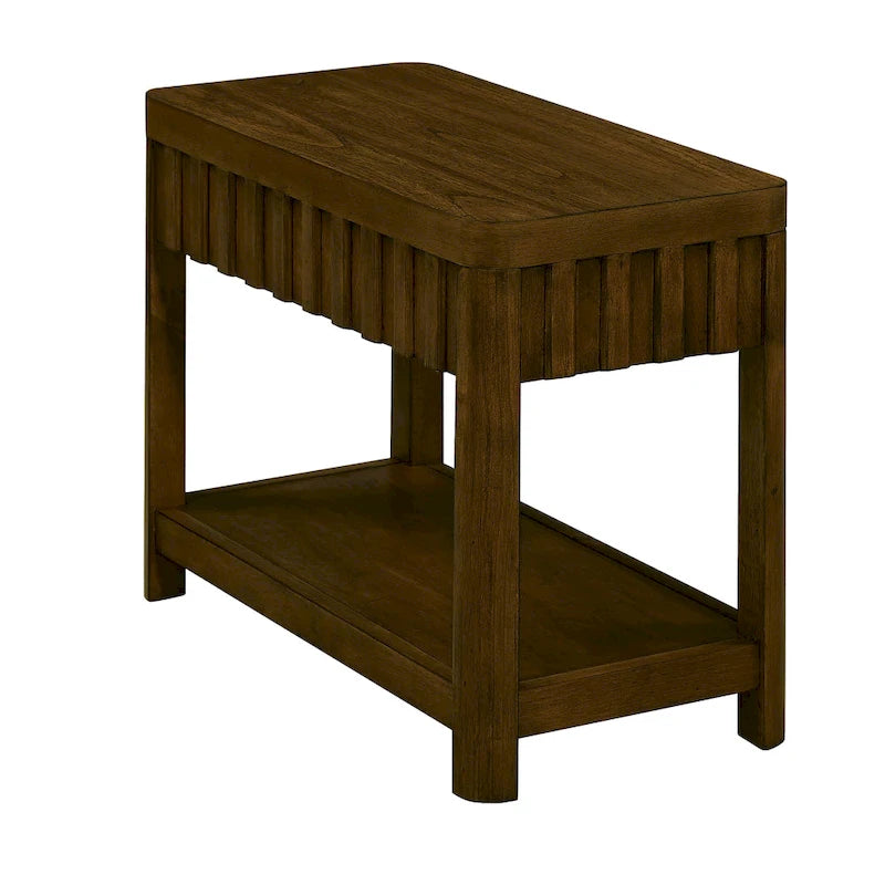 Table d’appoint rectangulaire de style maison de campagne de 25 avec étagère de rangement, table de canapé avec pieds en bois massif pour salon, chambre et bureau