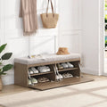 Banc à chaussures d’entrée de 49 avec deux portes et coussin rembourré, pouf gain de place