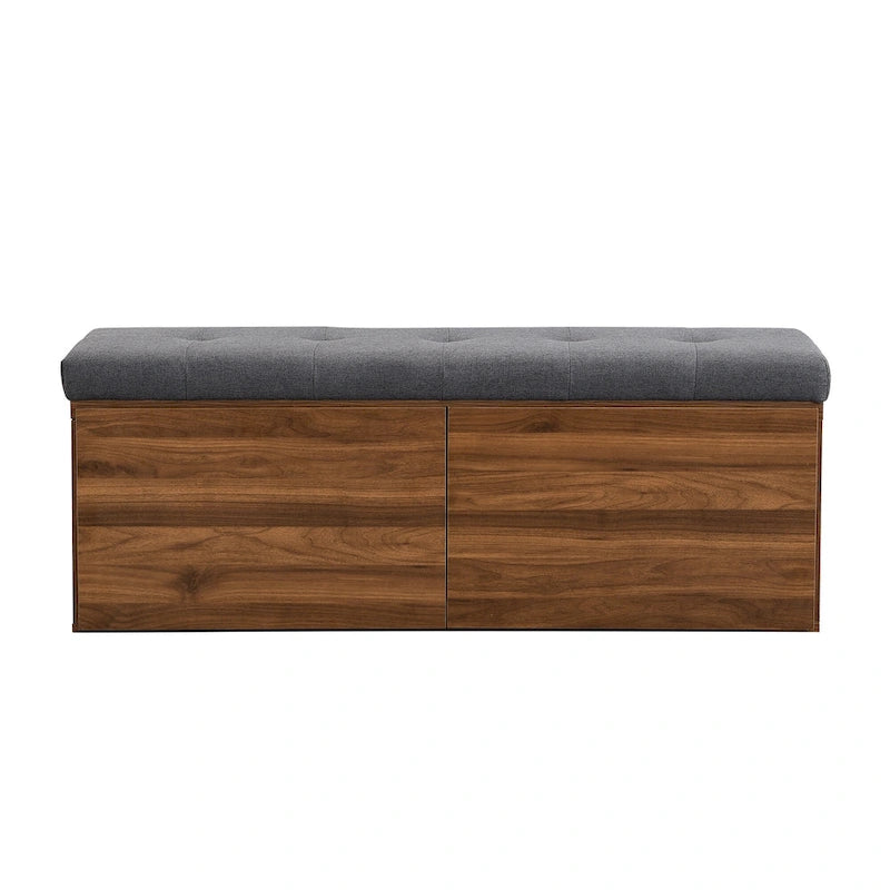 Banc à chaussures d’entrée de 49 avec deux portes et coussin rembourré, pouf gain de place