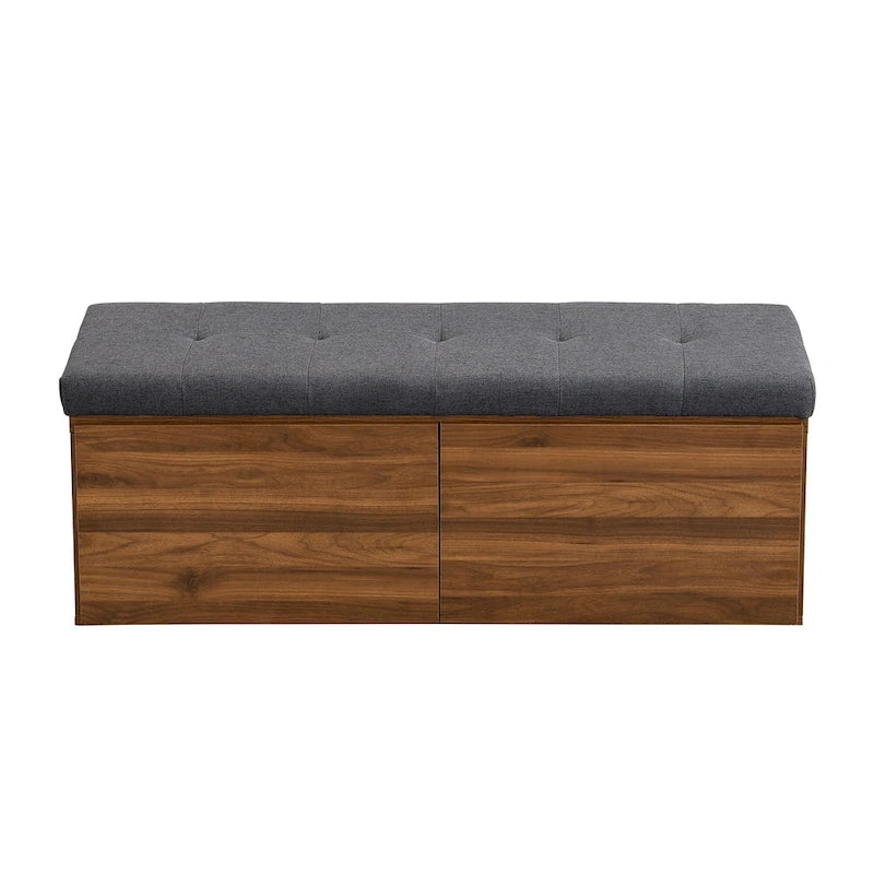 Banc à chaussures d’entrée de 49 avec deux portes et coussin rembourré, pouf gain de place