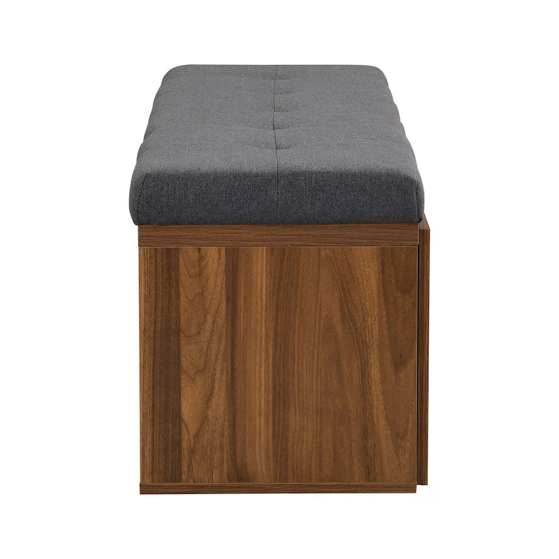 Banc à chaussures d’entrée de 49 avec deux portes et coussin rembourré, pouf gain de place