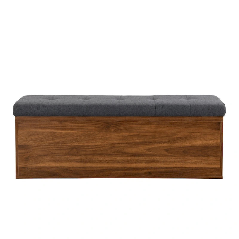 Banc à chaussures d’entrée de 49 avec deux portes et coussin rembourré, pouf gain de place