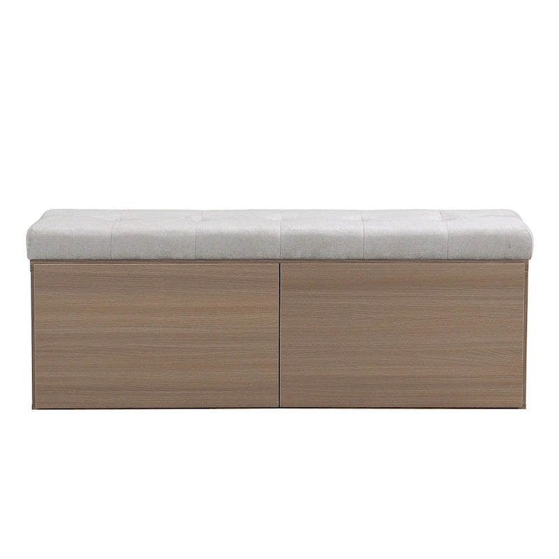 Banc à chaussures d’entrée de 49 avec deux portes et coussin rembourré, pouf gain de place