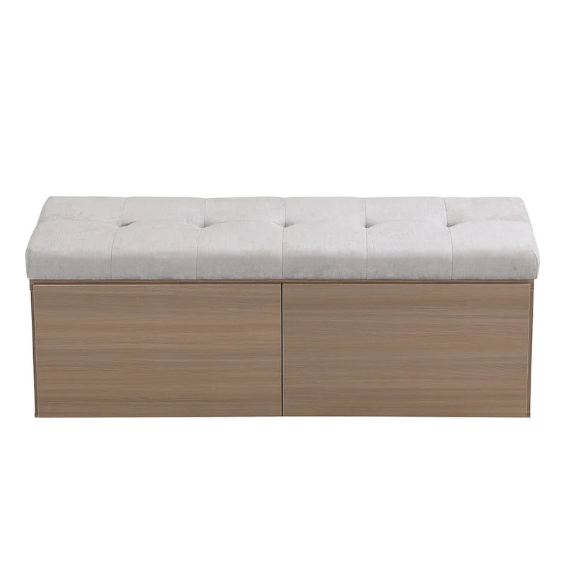Banc à chaussures d’entrée de 49 avec deux portes et coussin rembourré, pouf gain de place