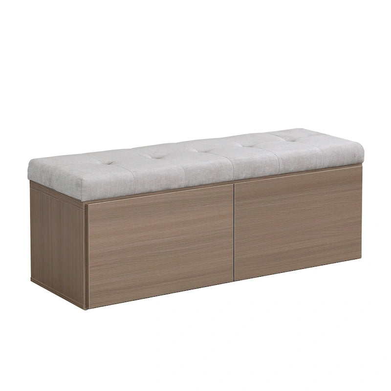 Banc à chaussures d’entrée de 49 avec deux portes et coussin rembourré, pouf gain de place