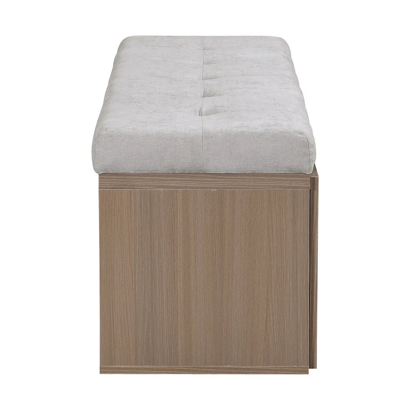 Banc à chaussures d’entrée de 49 avec deux portes et coussin rembourré, pouf gain de place