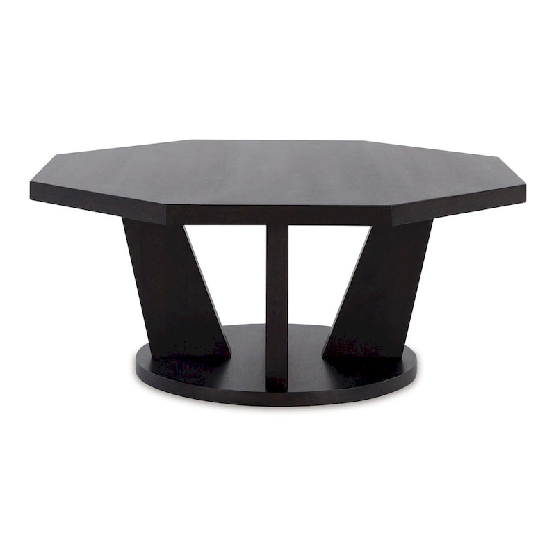 Cocktail-Couchtisch, achteckig, 40 Zoll, espressofarbenes Holz