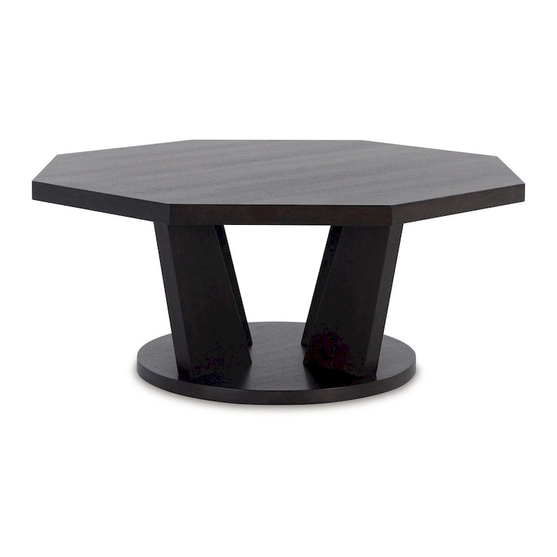 Table basse cocktail octogonale en bois brun espresso, 40 pouces