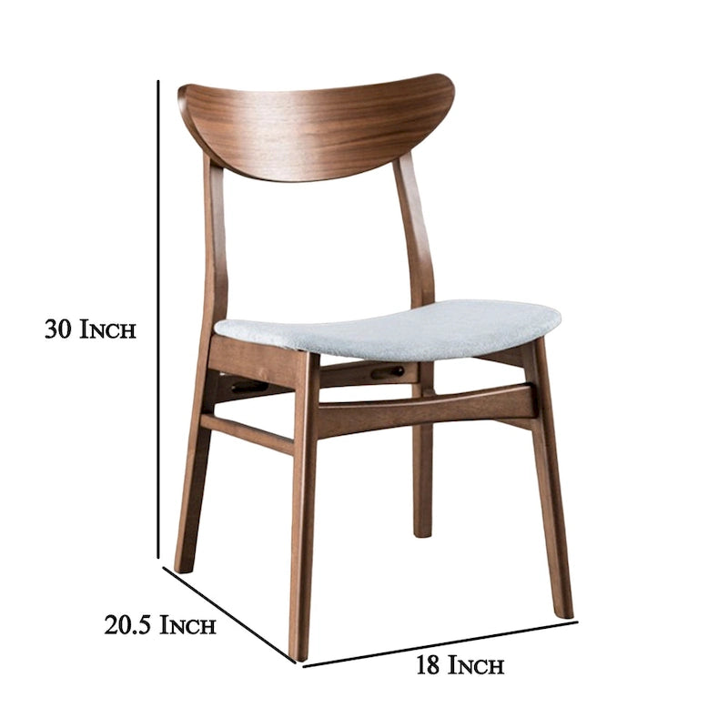 Chaises de salle à manger (lot de 2), dossier incurvé, pieds inclinés, revêtement en tissu gris