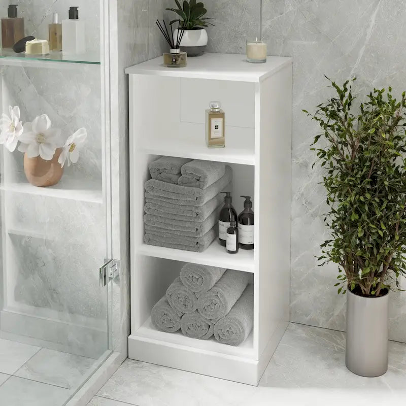 Meuble-lavabo de salle de bain en bois massif de 16.5 pouces (portes d’armoire en option)