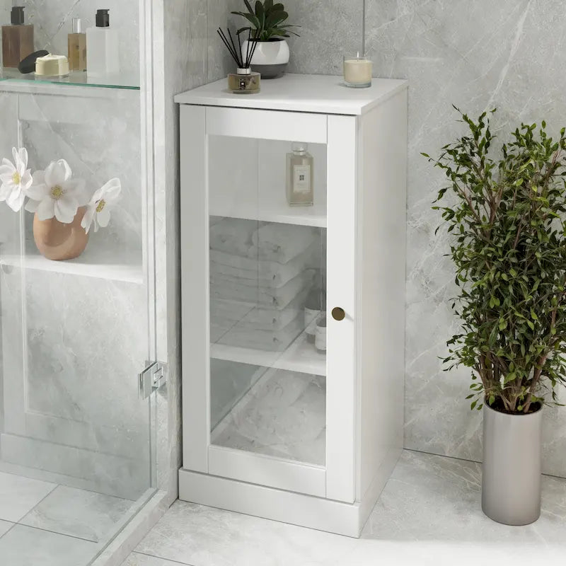 Meuble-lavabo de salle de bain en bois massif de 16.5 pouces (portes d’armoire en option)