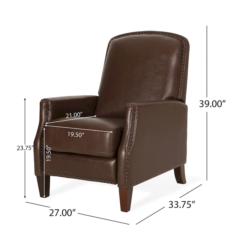 Fauteuil inclinable rembourré avec détails à rivets