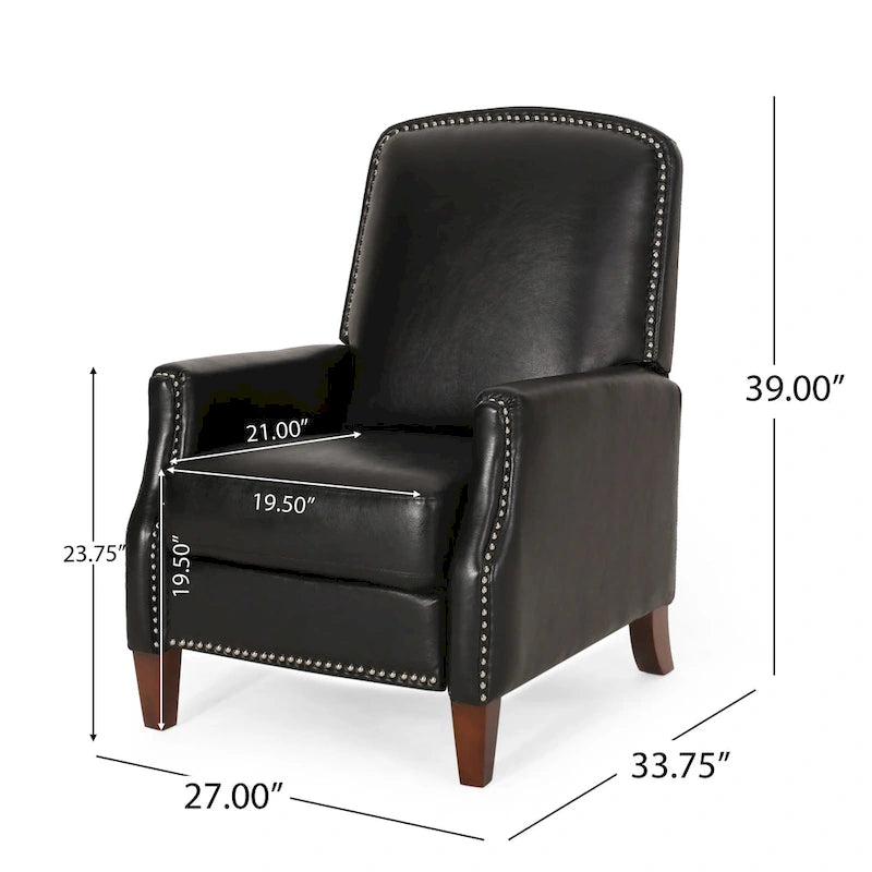 Fauteuil inclinable rembourré avec détails à rivets
