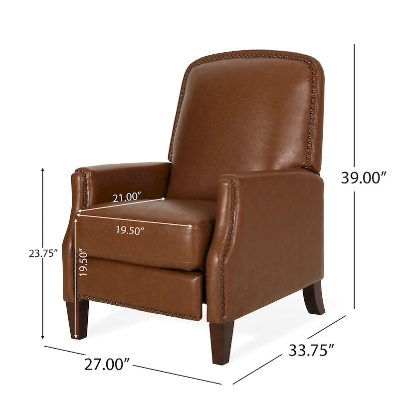 Fauteuil inclinable rembourré avec détails à rivets