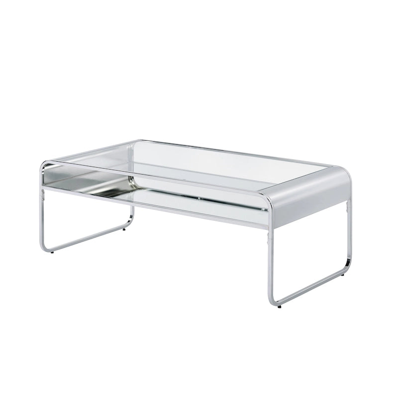 Table basse moderne de 48 pouces à un seul niveau avec plateau en verre