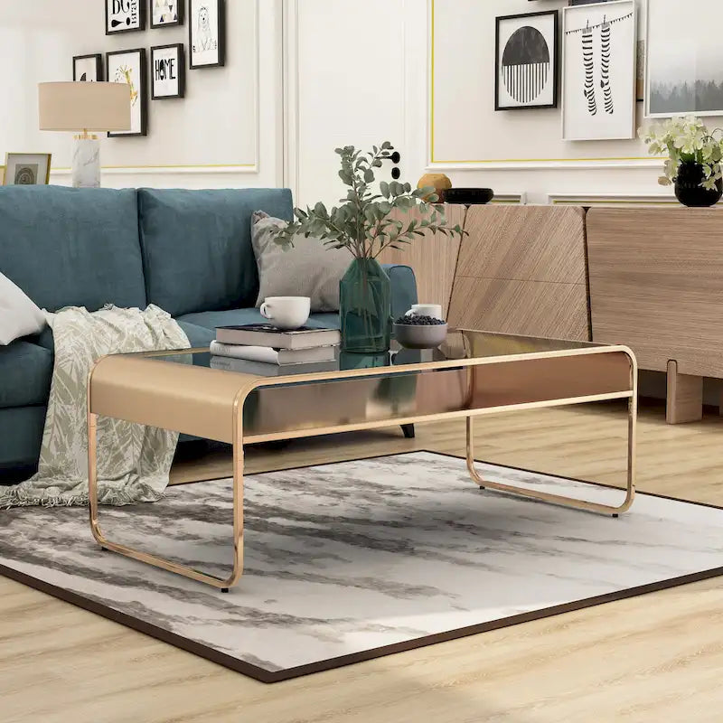 Table basse moderne de 48 pouces à un seul niveau avec plateau en verre