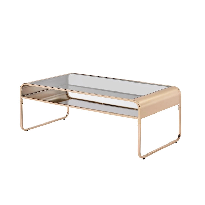 Table basse moderne de 48 pouces à un seul niveau avec plateau en verre