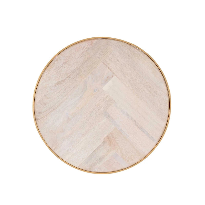 Ensemble de tables d’appoint en bois naturel et fer (ensemble de 2 pièces)