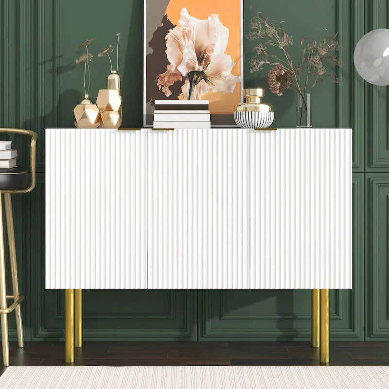 Console de couloir avec rangement et pieds en métal doré - 47.2L x 16.5W x 36.6H