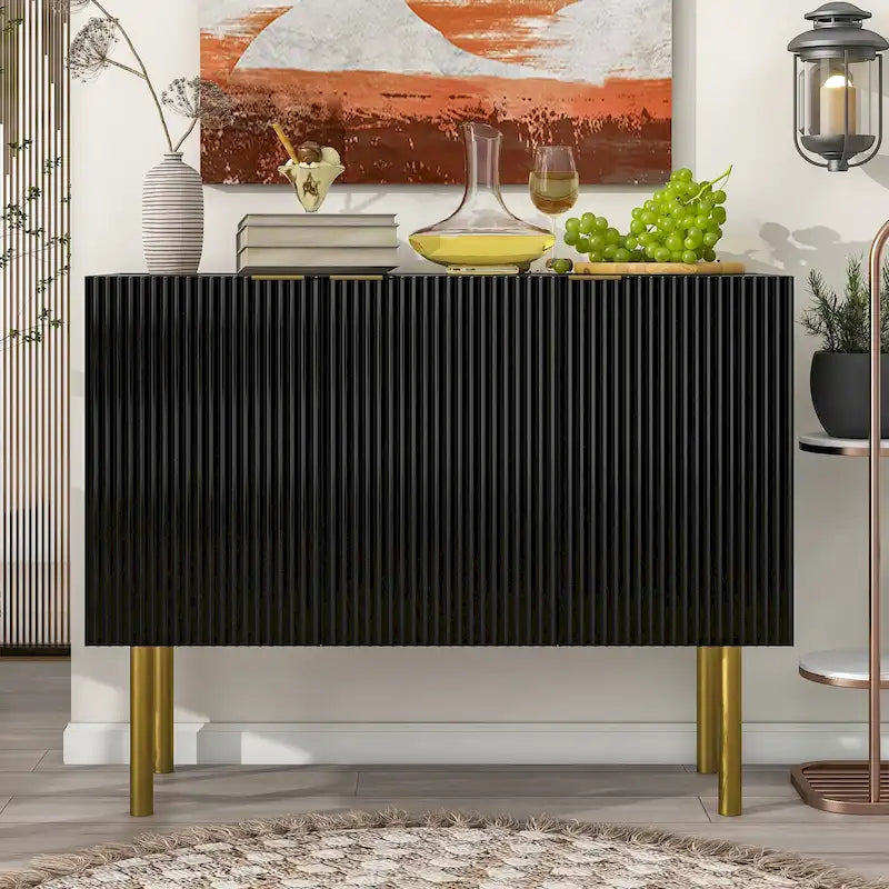 Console de couloir avec rangement et pieds en métal doré - 47.2L x 16.5W x 36.6H