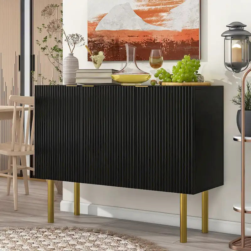 Console de couloir avec rangement et pieds en métal doré - 47.2L x 16.5W x 36.6H