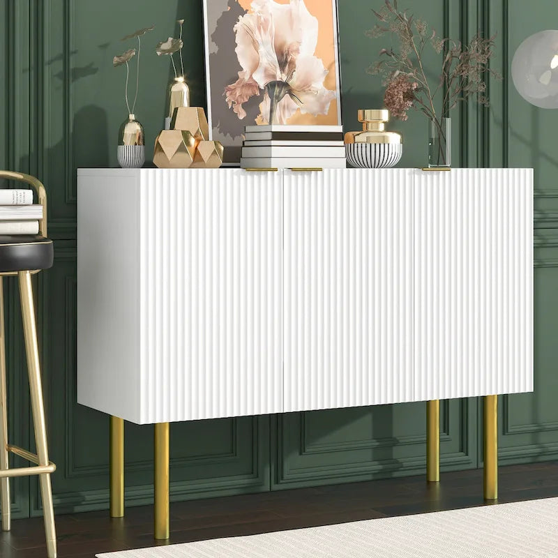 Console de couloir avec rangement et pieds en métal doré - 47.2L x 16.5W x 36.6H
