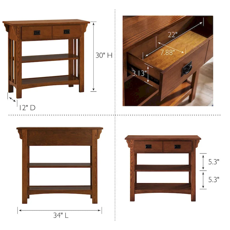 Table console bibliothèque avec tiroirs