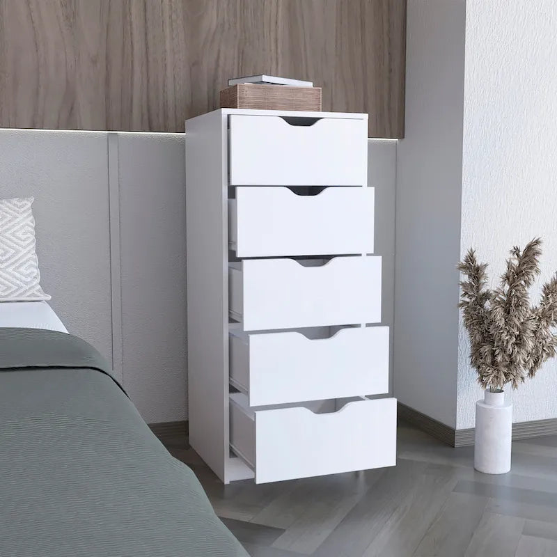 Hohe Kommode mit 5 Schubladen und Auszugssystem