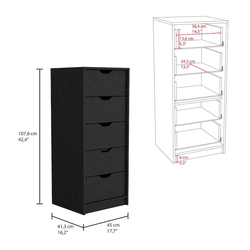 Grande commode à 5 tiroirs avec système coulissant