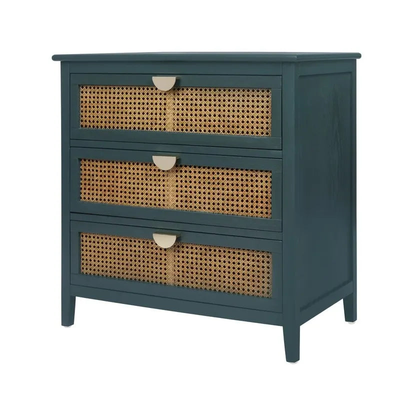 Commode de rangement en rotin naturel à 3 tiroirs