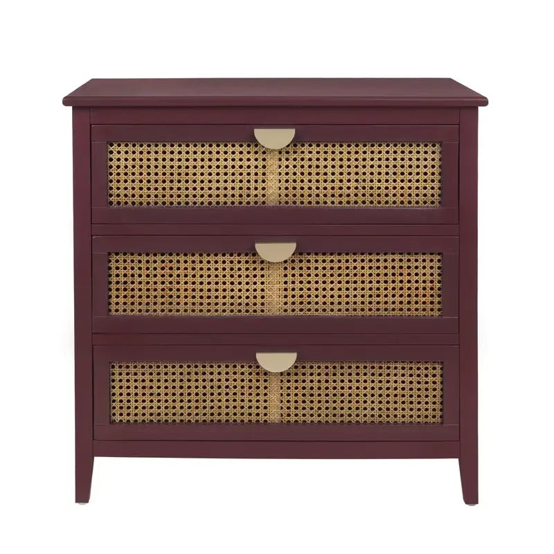 Commode de rangement en rotin naturel à 3 tiroirs