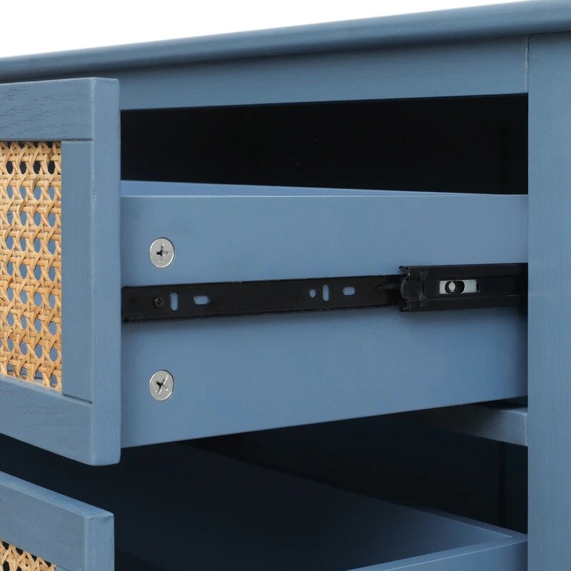 Commode de rangement en rotin naturel à 3 tiroirs