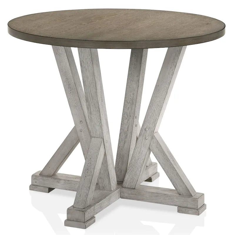 Mesa de comedor redonda de 48 pulgadas de altura de barra (gris marrón)