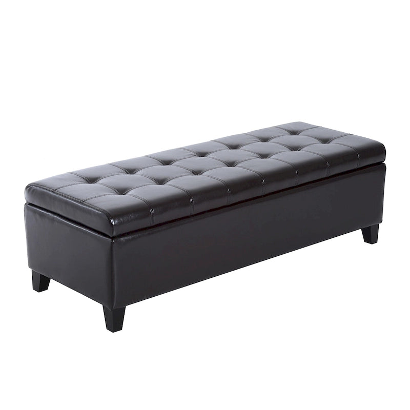Banc pouf de rangement capitonné en similicuir PU de 51 pouces - 19*50.25*16
