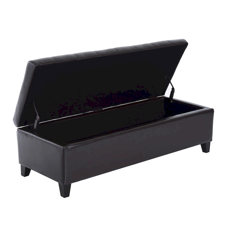 Banc pouf de rangement capitonné en similicuir PU de 51 pouces - 19*50.25*16