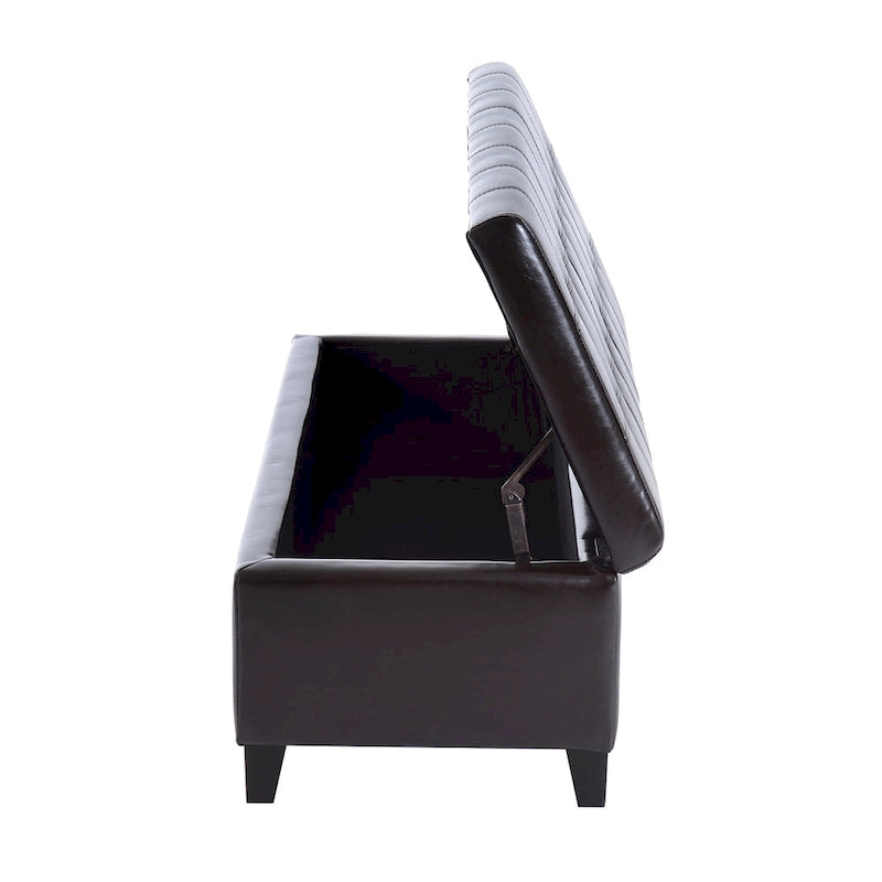 Banc pouf de rangement capitonné en similicuir PU de 51 pouces - 19*50.25*16