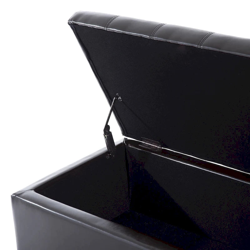 Banc pouf de rangement capitonné en similicuir PU de 51 pouces - 19*50.25*16