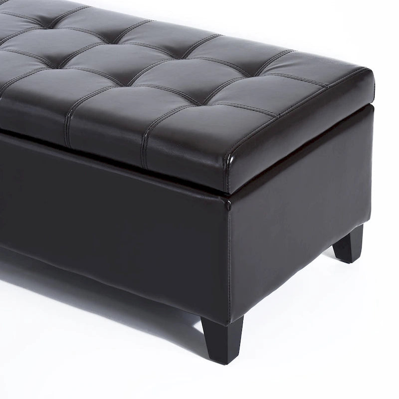 Banc pouf de rangement capitonné en similicuir PU de 51 pouces - 19*50.25*16